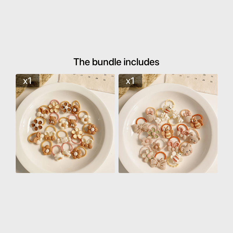 20pcs Cartoon Mini Hair Ties Set Decorative Hair Accessories Gift Girls