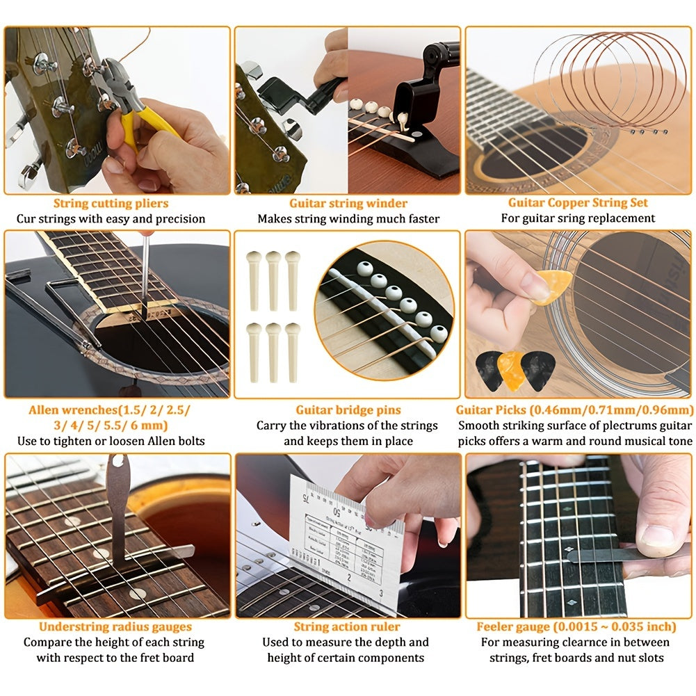 51pcs Guitar Care Kit: Tools for Guitar Setup Maintenance & Repair
