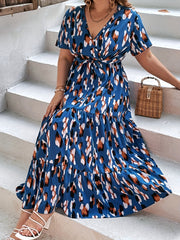  Allover Print Maxi Smock Dress With Belt