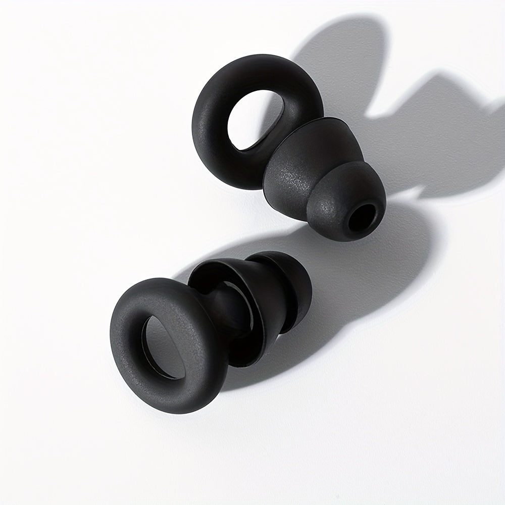 1pair Noise Reduction Silicone Ear Plugs Reusable for Sleep Swimming