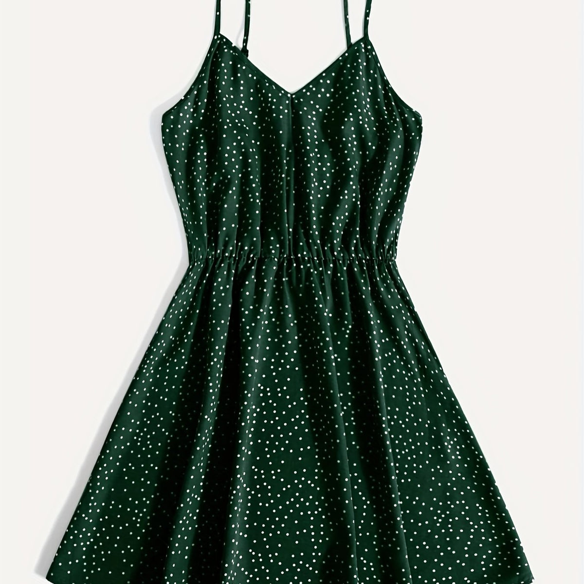 Polka Dot Spaghetti Strap Dress Casual V neck Backless Cami Dress