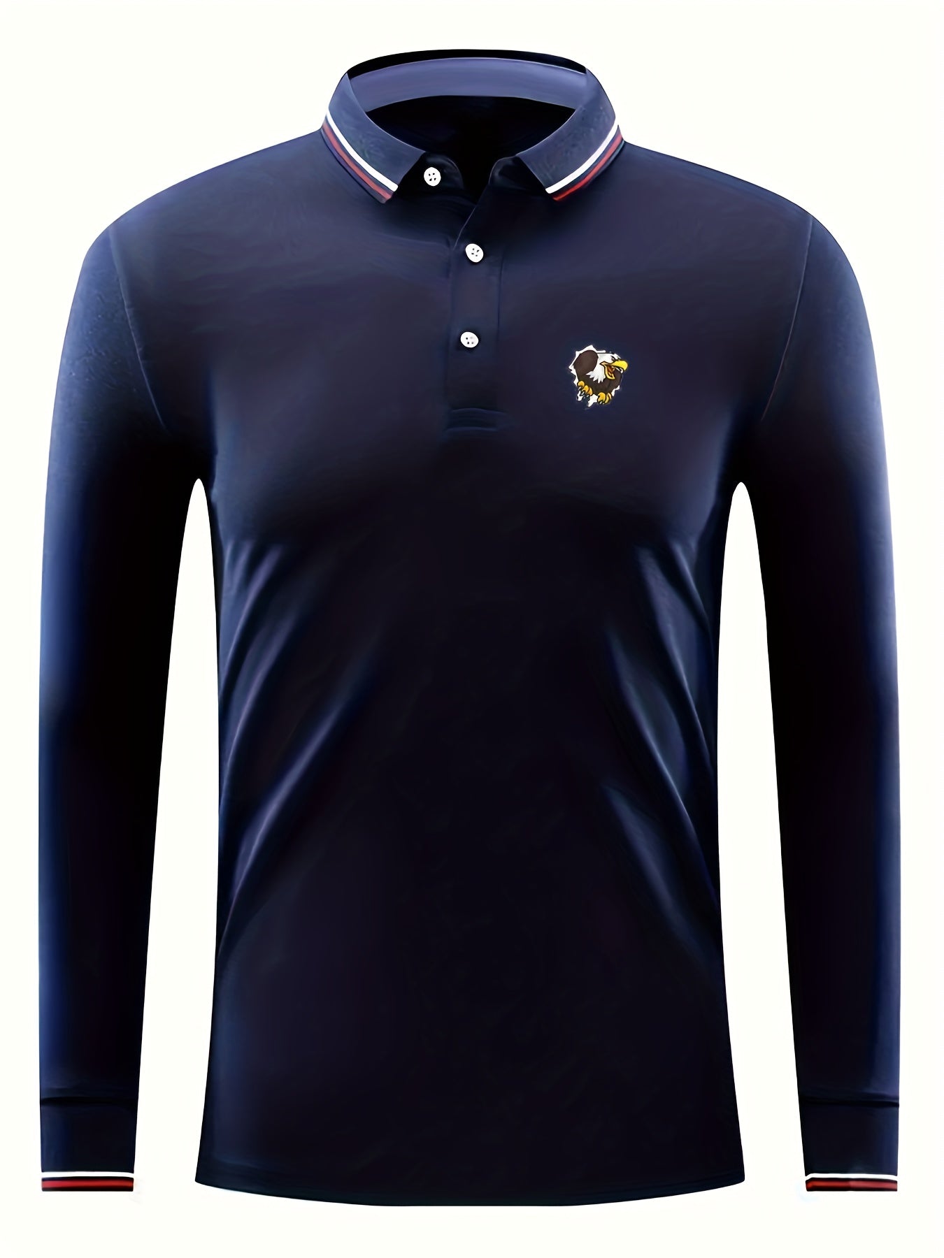 Eagle Print Men's Casual Button Up Lightweight Polo Shirt