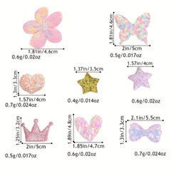 30pcs Glitter Sequin Accessory Set for DIY Hair Clothes Shoes - No Clips