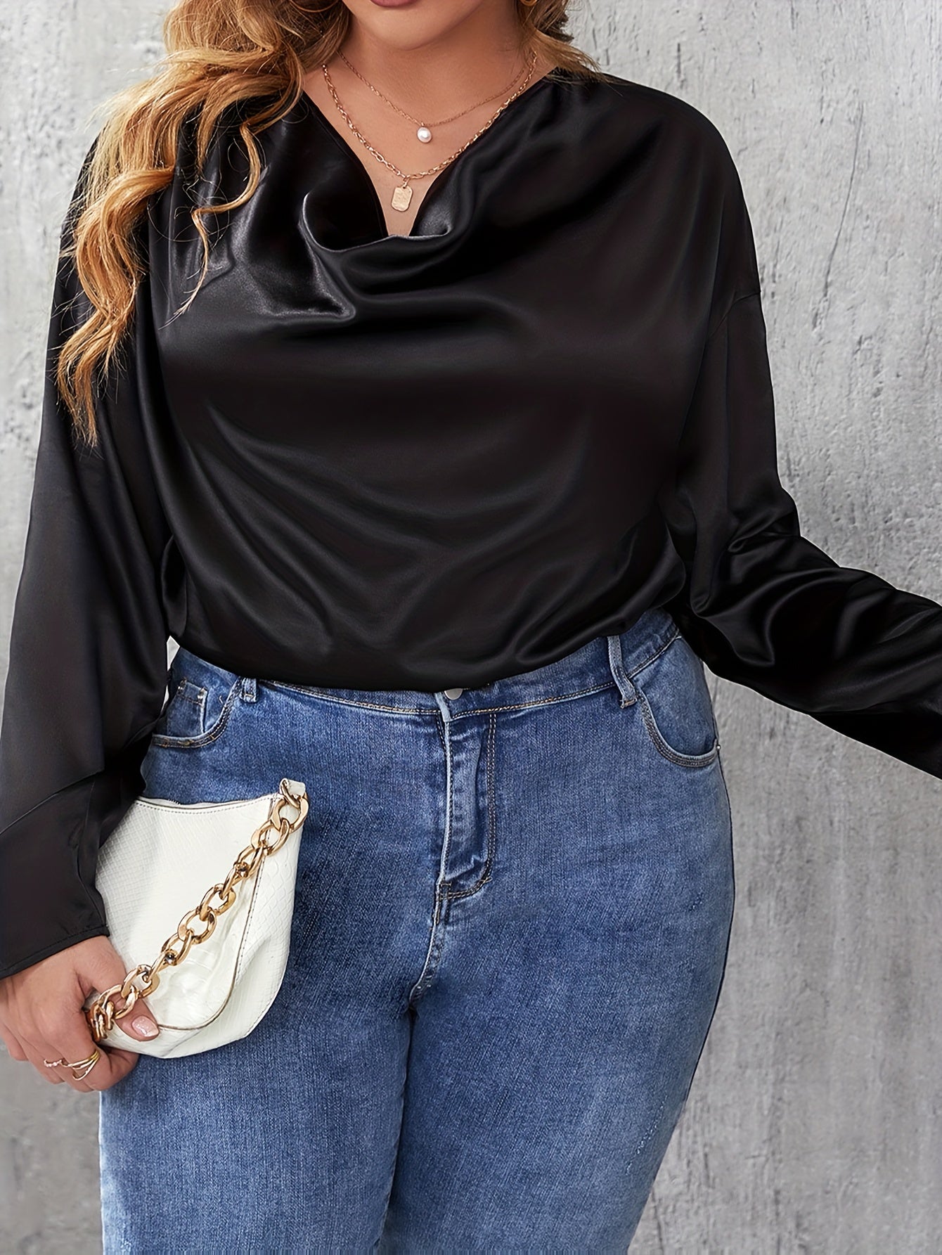  Blouse Women's Solid Long Sleeve V Neck Top