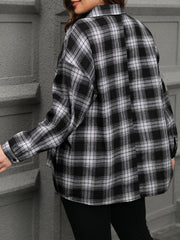  Plaid Print Long Sleeve Button Up Shirt