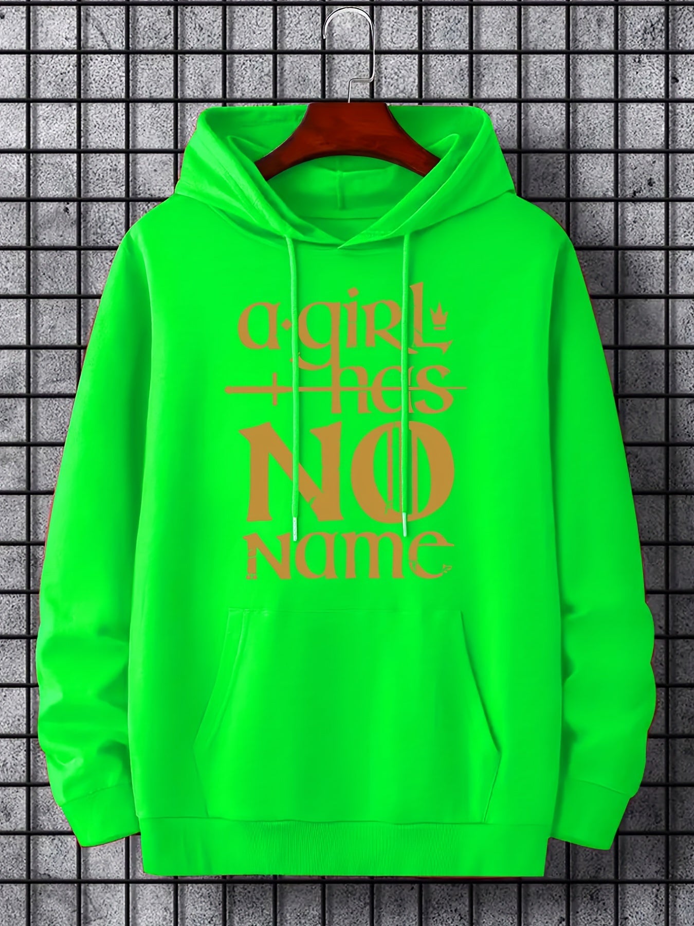 Men's Letter Print Hoodie Casual Stretch Hooded Sweatshirt