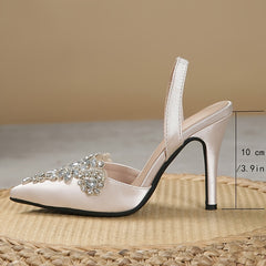 Women's Rhinestone Pointed Toe High Heels Stiletto Sandals