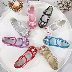 Girls' Cartoon Ballet Shoes With Bow Tie Lightweight Princess Sandals