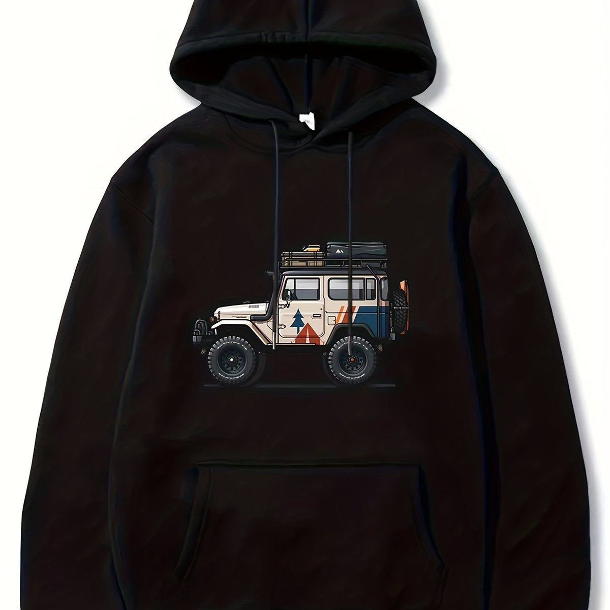 Off Road Car Pattern Men's Long Sleeve Hooded Sweatshirt