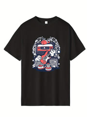 Men's Carrot Print T-shirt Active Casual Crew Neck Tee