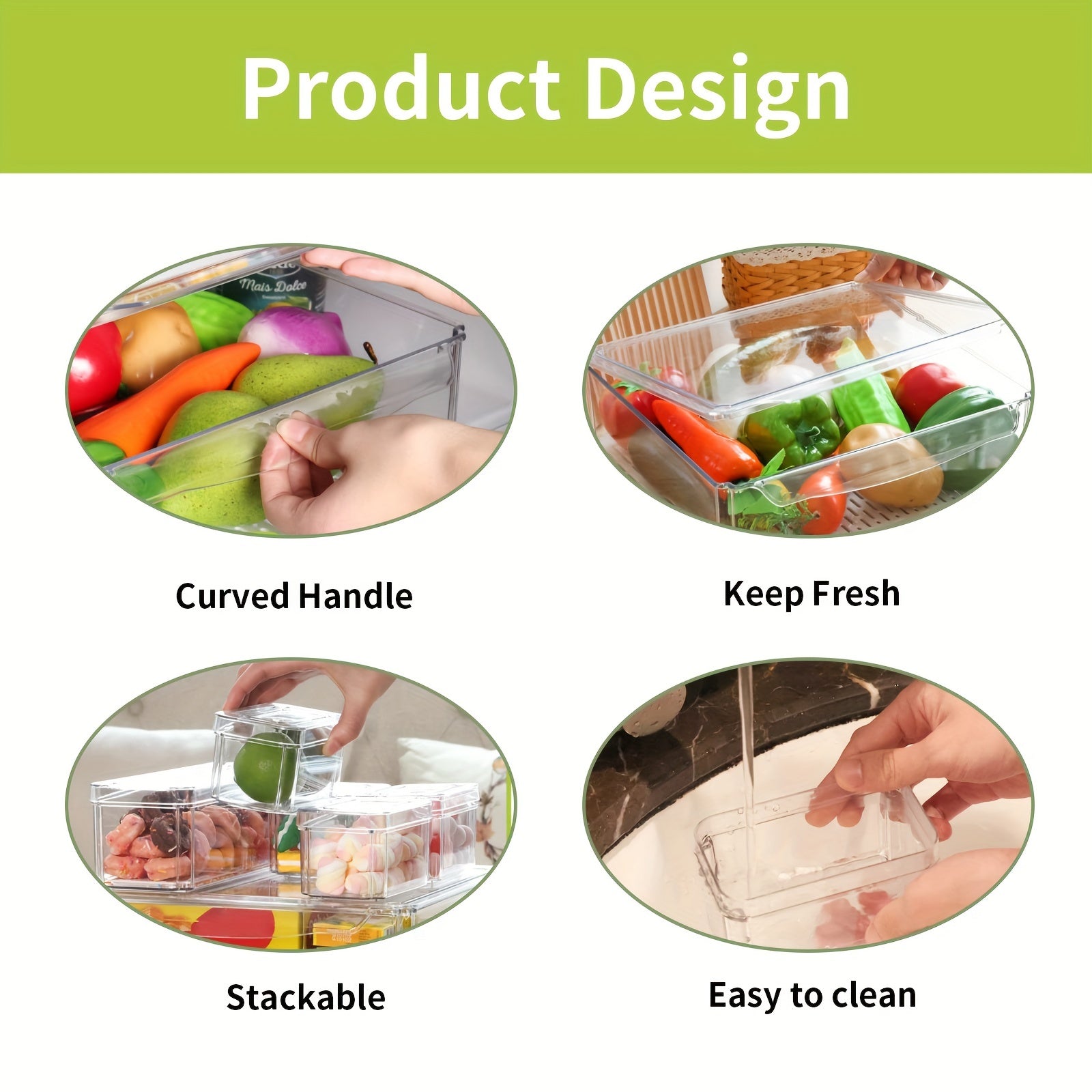 10pcs Fridge Organizer Bins with Lids BPA Plastic Pantry Storage