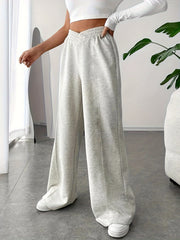  Wide Leg Trousers V waist High Rise Solid Casual Pants
