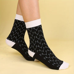 Letter Print Socks Comfy & Breathable Women's Stockings & Hosiery