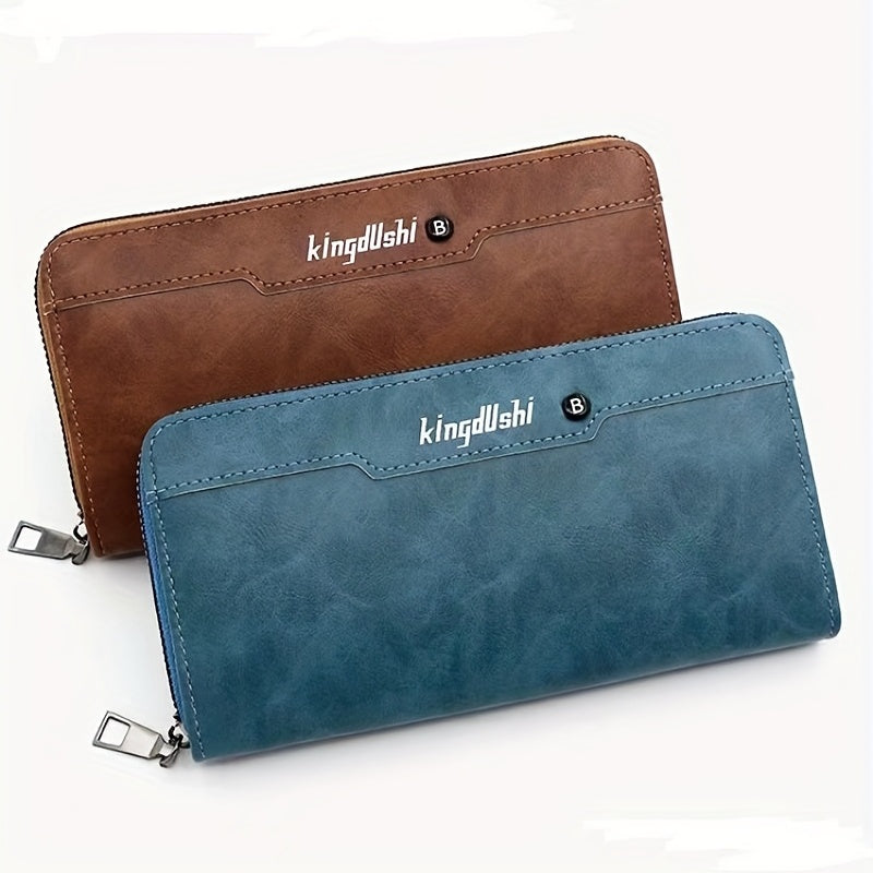 Men's Leather Zipper Business Clutch Bag Large Capacity Purse Wallet