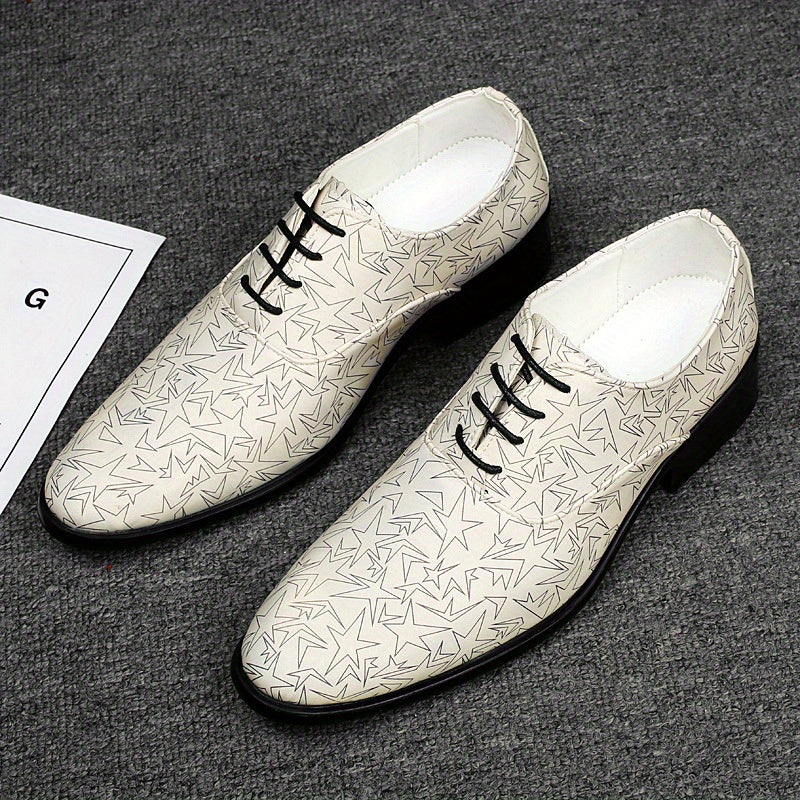 Men's Star Print Oxford Shoes Lace-up Front Dress Shoes
