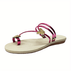 Women's Butterfly Flat Sandals Stylish Toe Loop Slip On Two way Wear Shoes