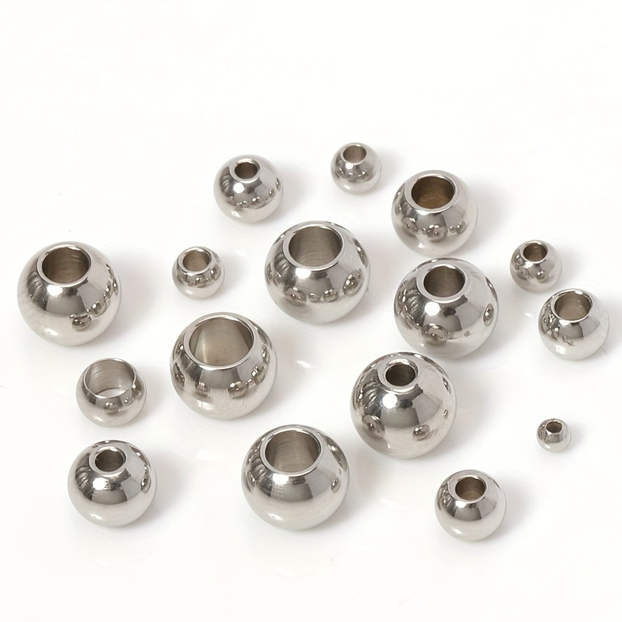 100pcs Stainless Steel Beads Big Hole Spacer Beads For Jewelry Making