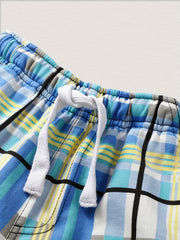 Kids Dinosaur Tshirt & Plaid Shorts Set