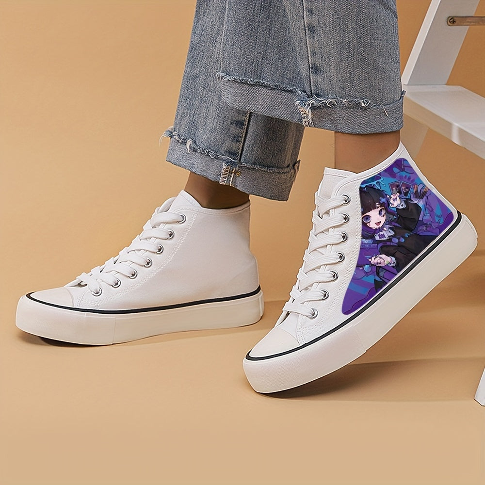 Anime Girl Pattern Lightweight High Top Canvas Sneakers