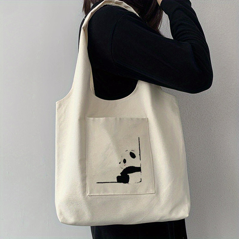 Butterfly Print Canvas Tote Bag Large Shoulder Bag for Shopping & School