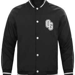 Bottom Stripe Varsity Jacket Men's Casual Baseball Collar Button Up Jacket