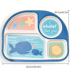 Cartoon Bamboo Fiber Animal Printed Dinner Plate Feeding Pan Tableware