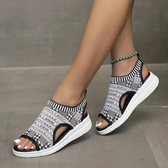 Women's Breathable Cut Out Casual Sandals Thick Sole Flying Woven Sandals