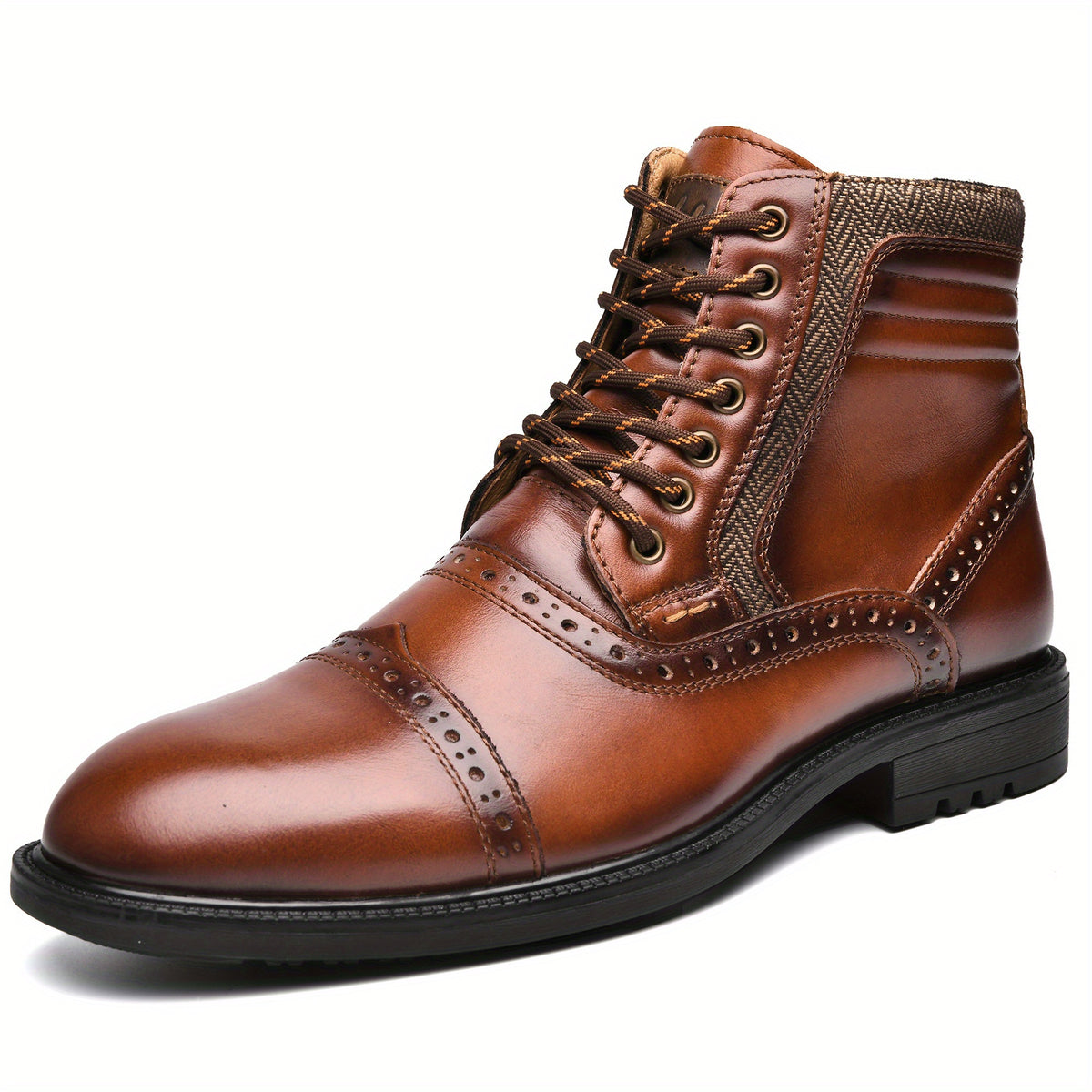 Men's Cap Toe Brogue Oxford Boots Comfortable Formal Shoes