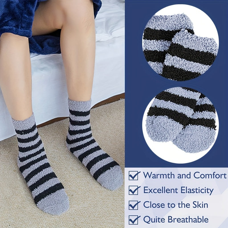 5 Pairs Men's Fluffy Winter Thermal Cozy Sleep Socks