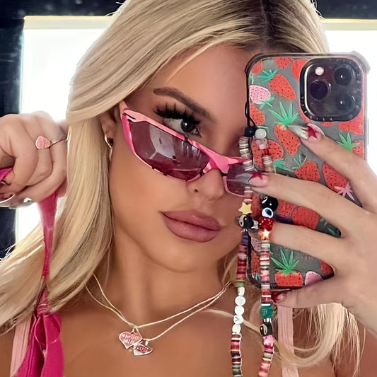 Y2K Wrap Around Sunglasses Cyberpunk Mirror Lens Glasses UV400
