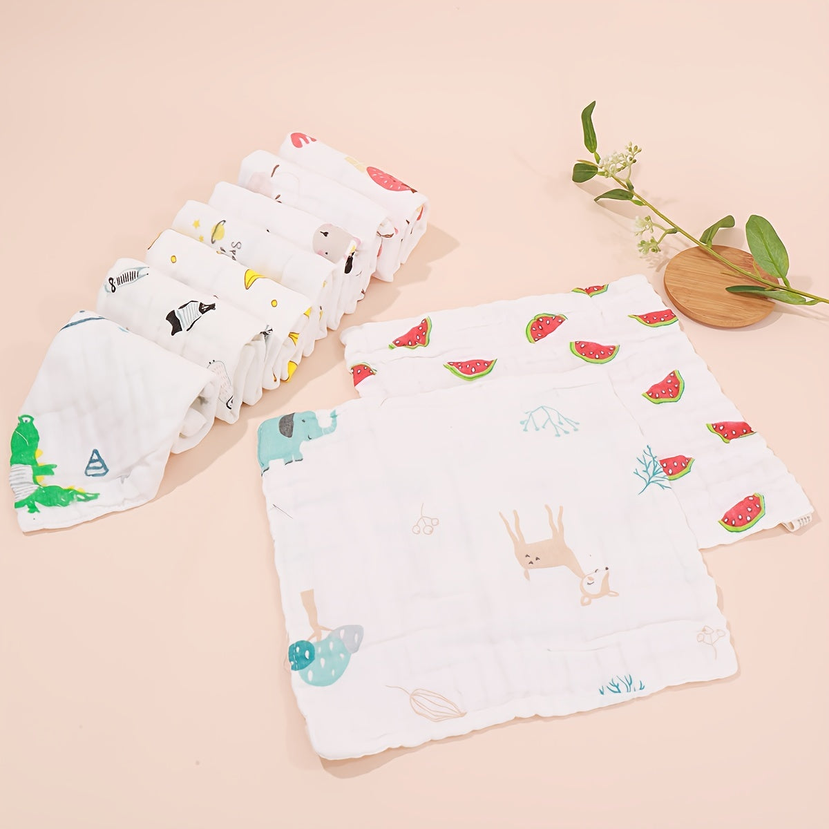 6pcs Baby Handkerchief Square Towel Bath Towels Face Washcloth Muslin Fabric