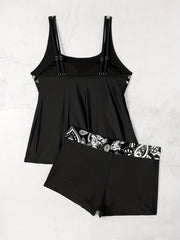  Geometric Tankini Set High Stretch Top & Shorts 2pcs