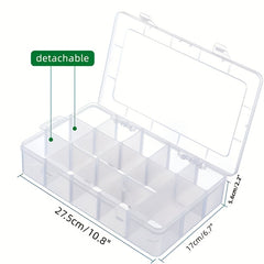 Clear Storage Box with Adjustable Dividers 15 Grids