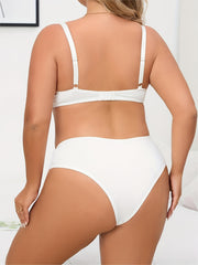  Lace Trim Plunge Bra & Panty Set