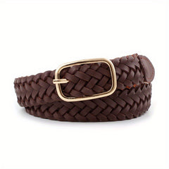 Classic Braided PU Belt Hollow Out Pin Buckle Waist Belt Women