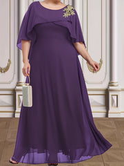  Floral Appliques Wrap Cape Sleeve Party Dress