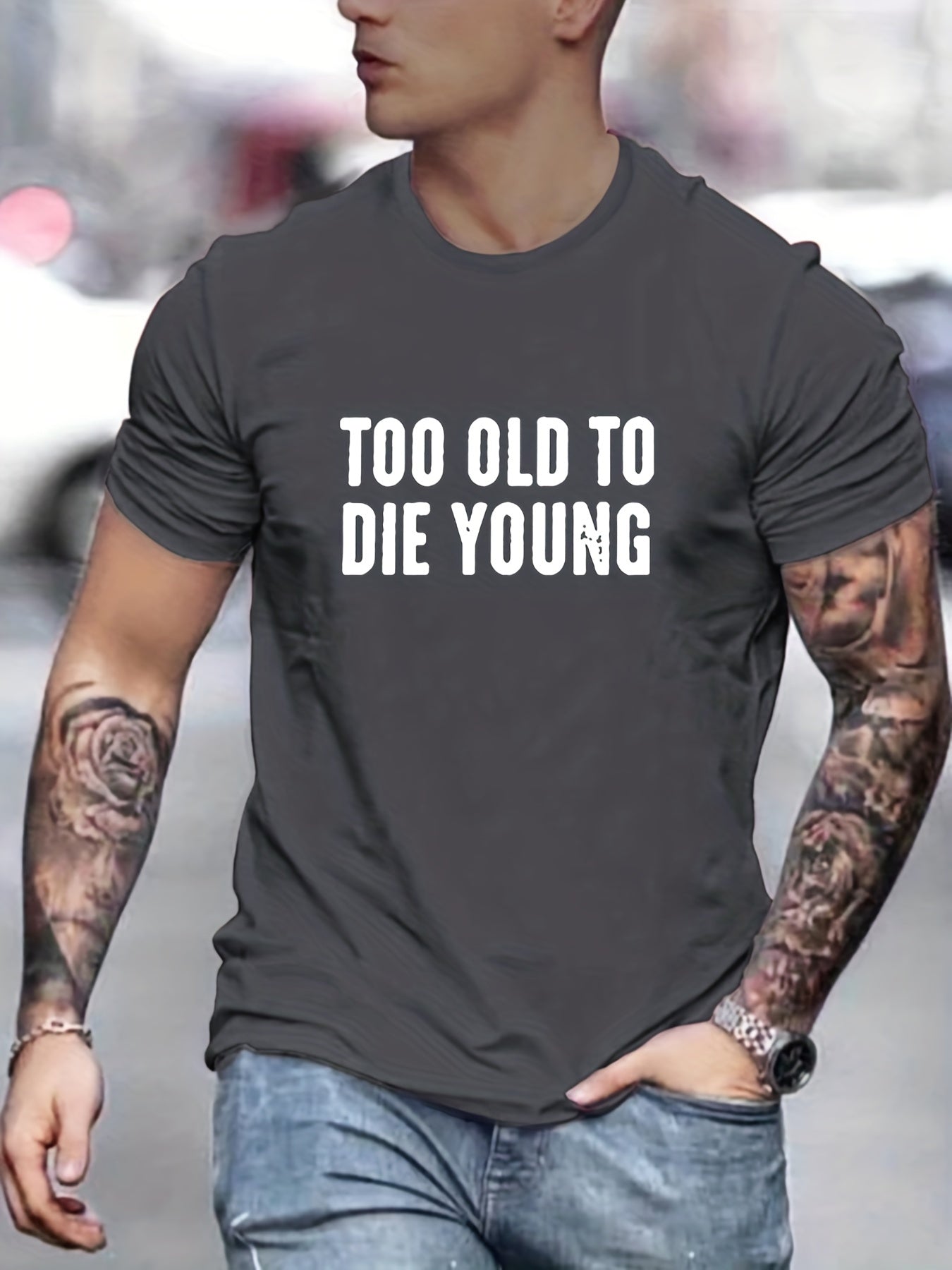 Men's Breathable Letter Print T Shirt for Summer