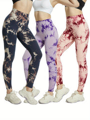 Tie Dye High Waist Yoga Leggings Slim Fit Gym Sports Pants