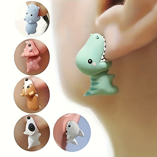 Animal Cartoon Stud Earrings Funny Bite Ear Piercing Jewelry