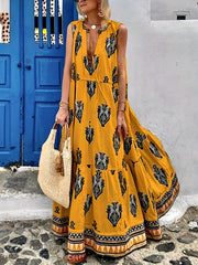  Geometric Print Cut Out Tie Front Mock Neck Dress