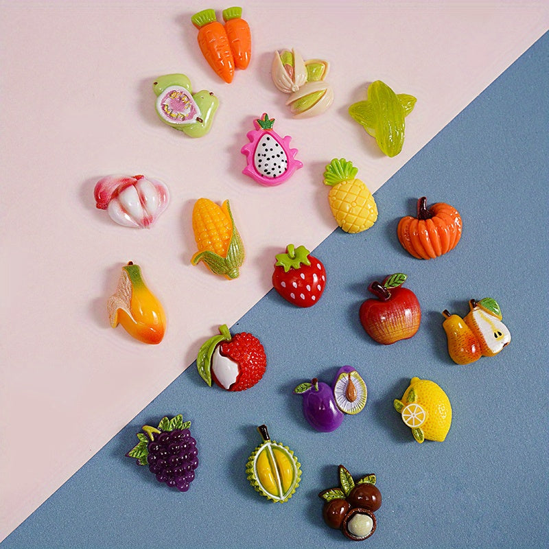 20pcs Mixed Cartoon Fruit Beads Pendants DIY Jewelry Making Accessories