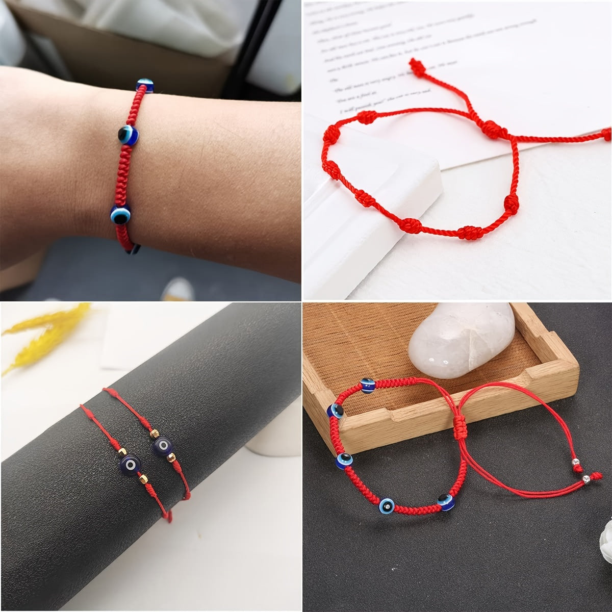 18 Pcs Red Devil Eye Protection Bracelet Adjustable Mexican Bracelet