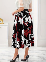  Floral Print High Rise Maxi Skirt