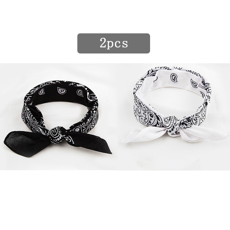 Unisex Vintage Bandana Headband Double Sided Hair Scarf Paisley Hair Accessories