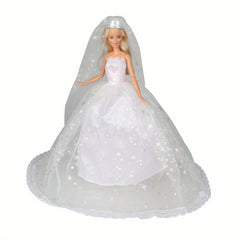 Doll Dresses Wedding Dress Set with Crown Veil - Girl Accessories Toys