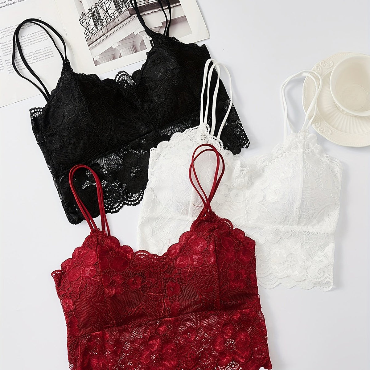 3pcs Lace Underwear Cami Bra Set for Teens 13-20 Years
