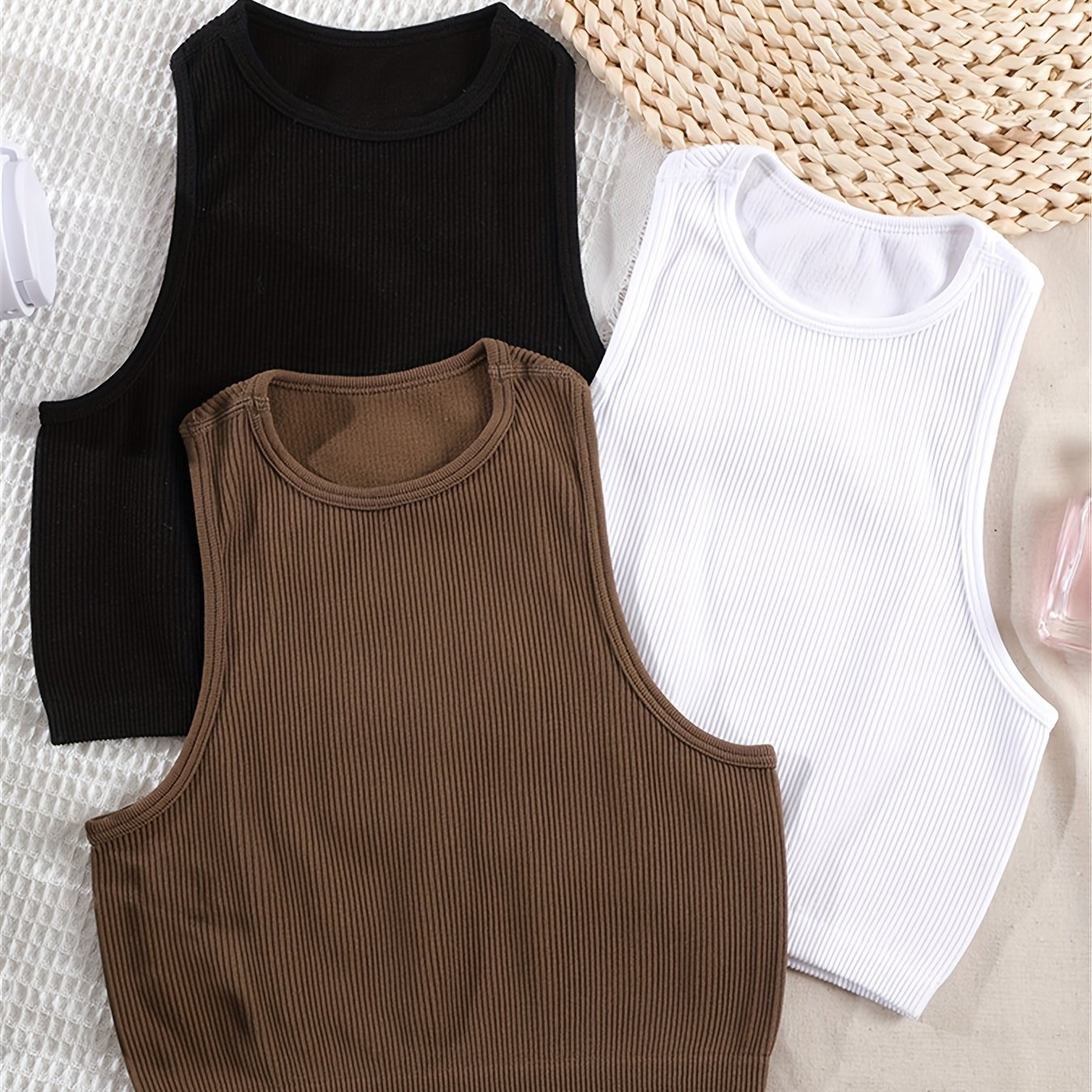 Ribbed Crop Tank Top Set for Summer