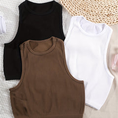 Ribbed Crop Tank Top Set for Summer