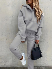  Solid Hoodie & Joggers Two Piece Set