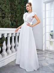 Ruffle Trim Maxi Wedding Dress Sleeveless Dress For Wedding Party